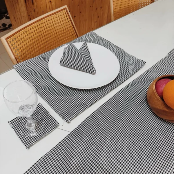 Gingham Black and White 1Placemat and 1Coaster set (Chela) - Image 3