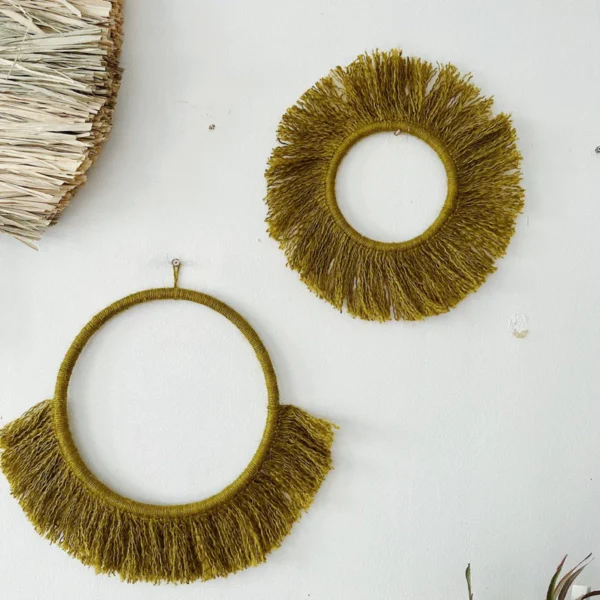 Jute Christmas Round Boho wall hanging set of 2 (Olivia Verde) - Image 6