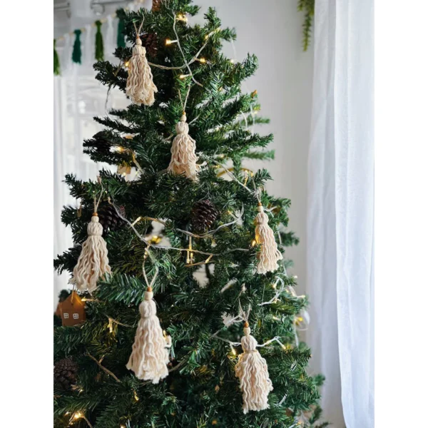 Tassel Macrame Christmas Tree Ornament set of 6 (Tito) - Image 4