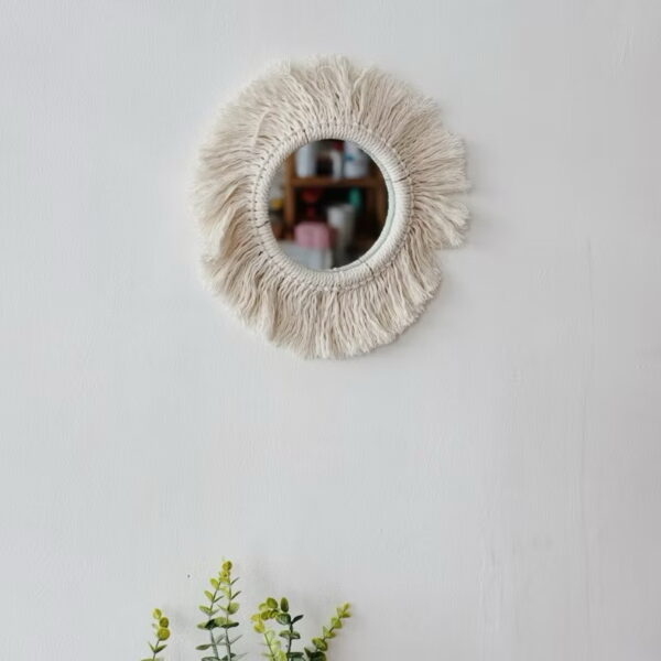 12” Macrame Round with Mirror Wall Hang (Martha) - Image 8