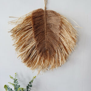 Tribal Rafia and Jute Leaf Shape Wall Hang (Aurora)