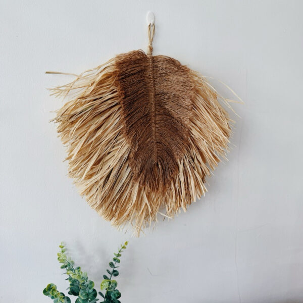 Tribal Rafia and Jute Leaf Shape Wall Hang (Aurora) - Image 8