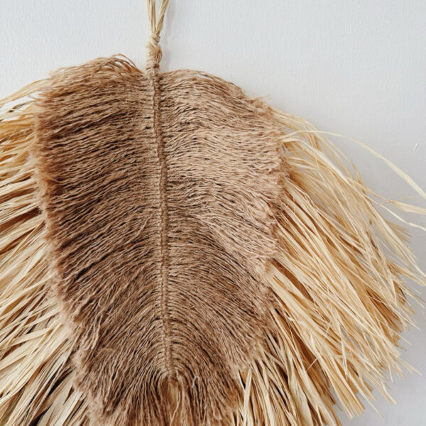 Tribal Rafia and Jute Leaf Shape Wall Hang (Aurora) - Image 6