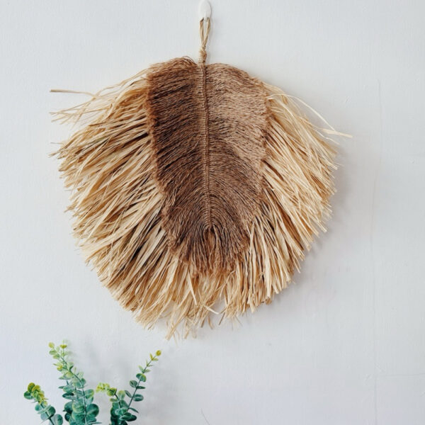 Tribal Rafia and Jute Leaf Shape Wall Hang (Aurora) - Image 5