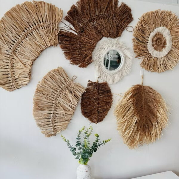 Large Rafia Feather Shape Wall Hang (Rio) - Image 3