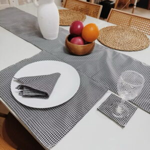 Gingham Black and White 1Placemat and 1Coaster 1 Napkin set (Chela)