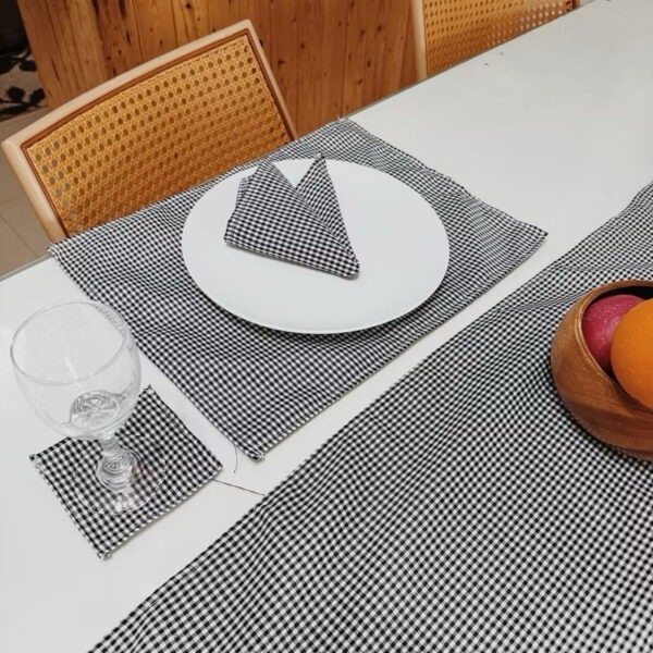 Gingham Black and White 1Placemat and 1Coaster 1 Napkin set (Chela) - Image 5