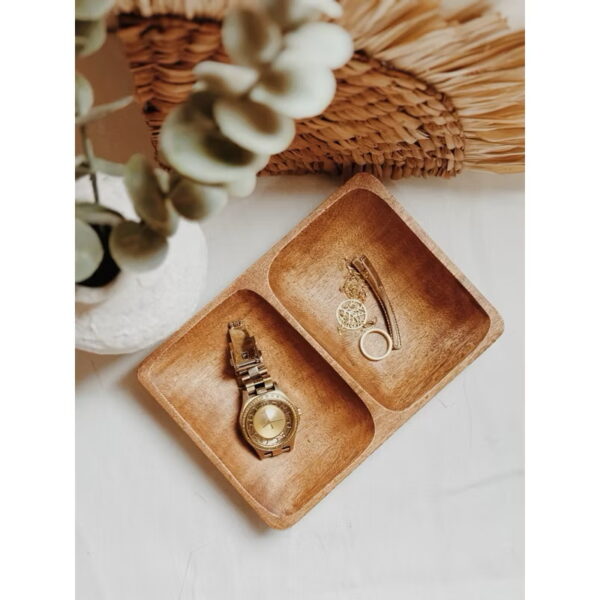 2 Compartment Wooden Tray Plate Decorative (Ciara) - Image 8