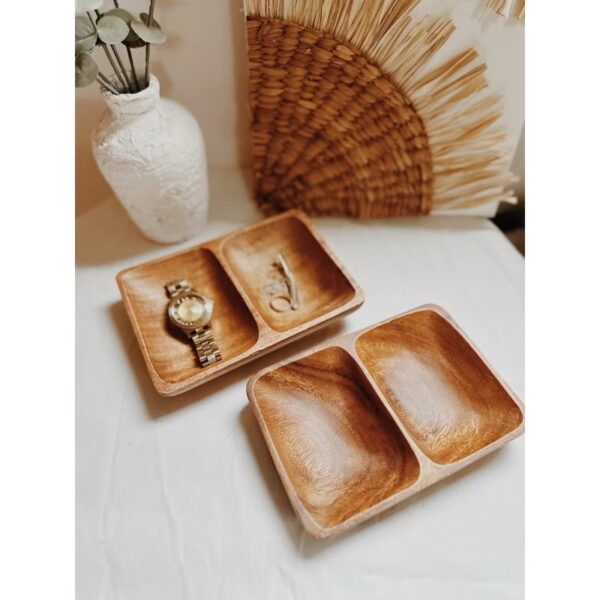 2 Compartment Wooden Tray Plate Decorative (Ciara) - Image 6