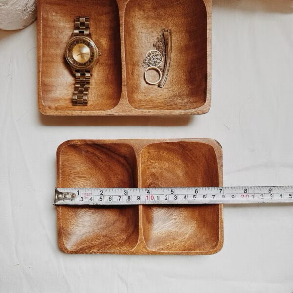 2 Compartment Wooden Tray Plate Decorative (Ciara) - Image 5
