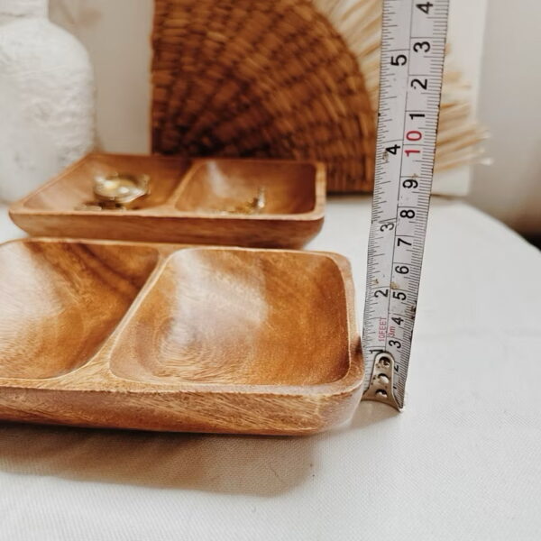 2 Compartment Wooden Tray Plate Decorative (Ciara) - Image 3