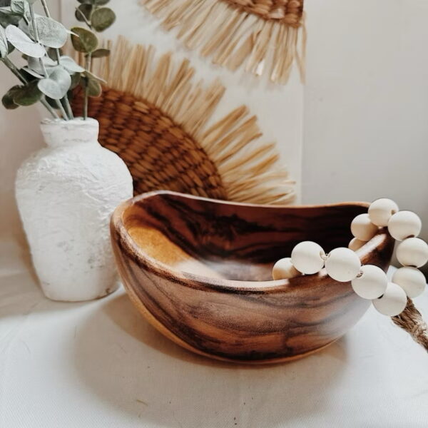 8” Wooden Bowl Tray Salad Bowl Decorative (Salem)