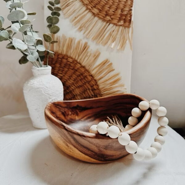 8” Wooden Bowl Tray Salad Bowl Decorative (Salem) - Image 7