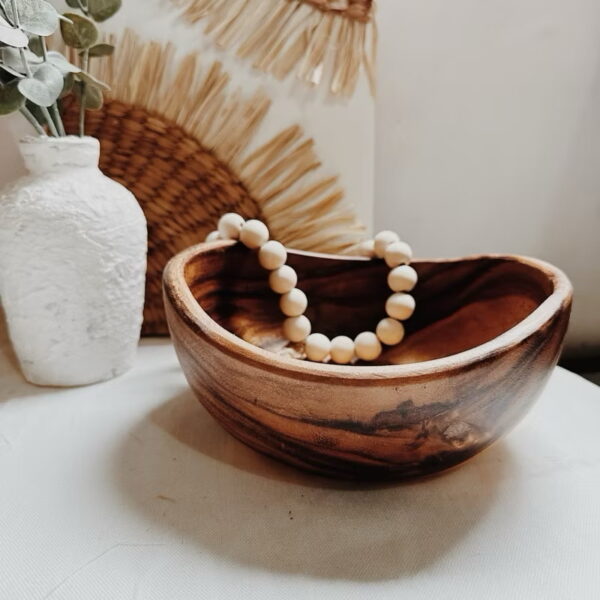 8” Wooden Bowl Tray Salad Bowl Decorative (Salem) - Image 5