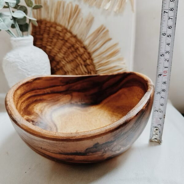 8” Wooden Bowl Tray Salad Bowl Decorative (Salem) - Image 3