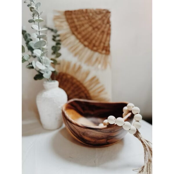 8” Wooden Bowl Tray Salad Bowl Decorative (Salem) - Image 2