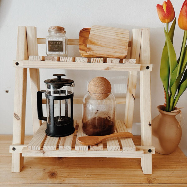 Wooden Aesthetic Double Layer Shelf Thick and Durable (Anjo) - Image 10