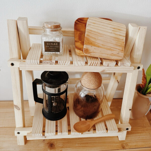 Wooden Aesthetic Double Layer Shelf Thick and Durable (Anjo) - Image 7