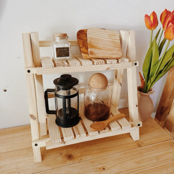 Wooden Aesthetic Double Layer Shelf Thick and Durable (Anjo) - Image 5
