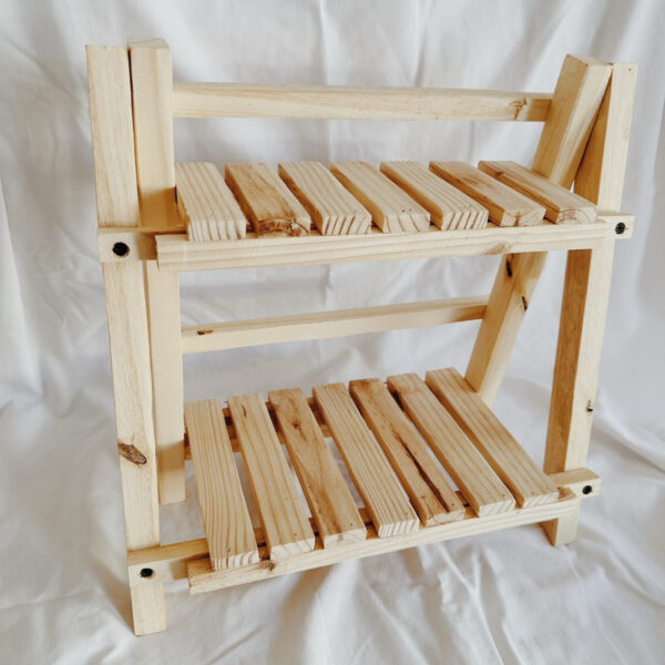 Wooden Aesthetic Double Layer Shelf Thick and Durable (Anjo) - Image 3
