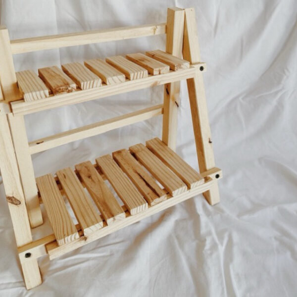 Wooden Aesthetic Double Layer Shelf Thick and Durable (Anjo) - Image 2
