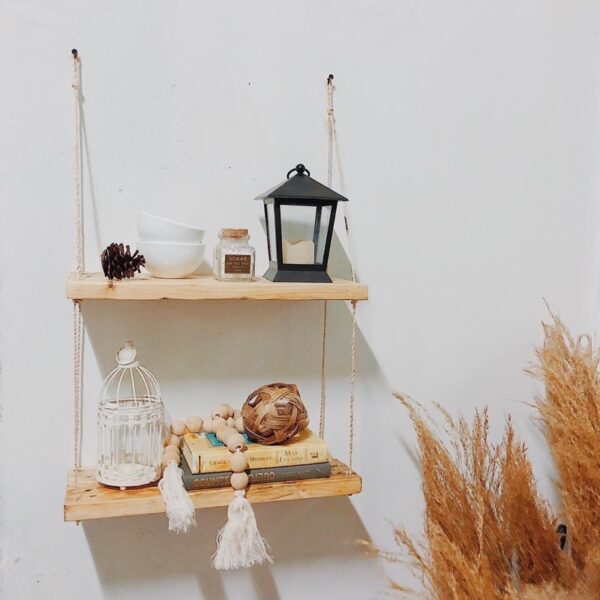 2 Layer Hanging Shelf Wooden - Image 7