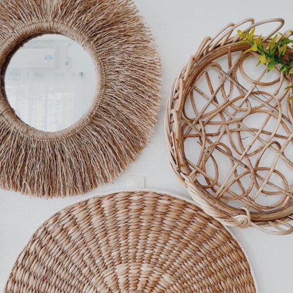 12” Jute Wall Hang with Mirror(Olivo) - Image 2