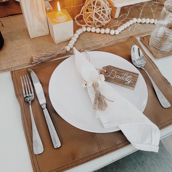 Coffee Brown Linen Placemat and Coaster (Brittania)
