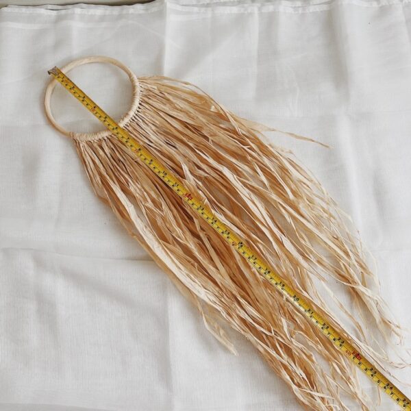 Boho Wall Hang Set of 2 C/ Rafia Mirror + Long Hair Rafia - Image 2