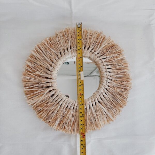 12” Rafia Wall Hanging with Mirror (Lulu) - Image 2