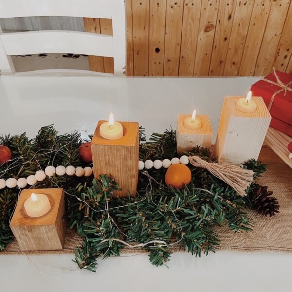 Wooden Candle Holder set of 2 (Carmina) - Image 9