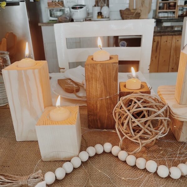 Wooden Candle Holder set of 2 (Carmina) - Image 7