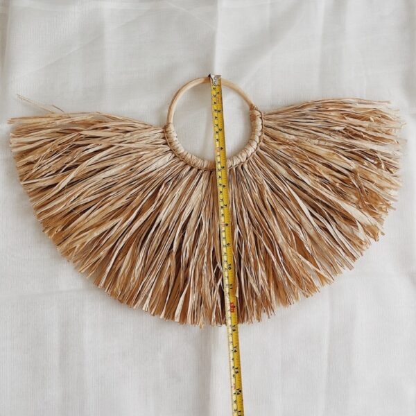 Boho Wall Hang set of 2 A/ Rafia Mirror and Short Hair rafia - Image 3