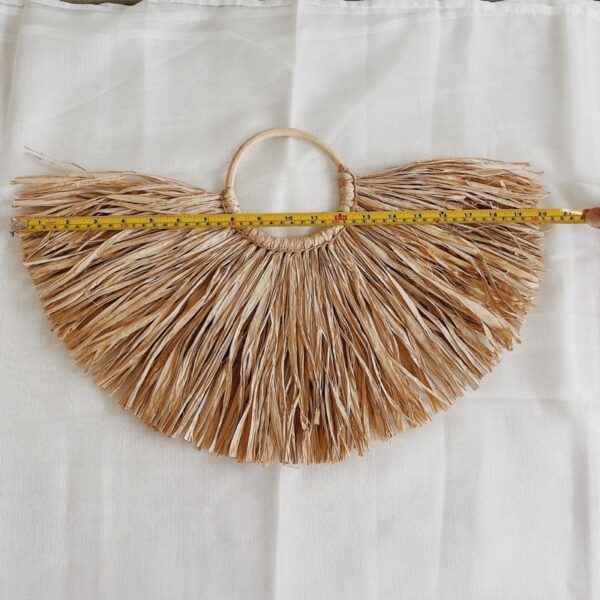 Boho Wall Hang set of 2 A/ Rafia Mirror and Short Hair rafia - Image 2