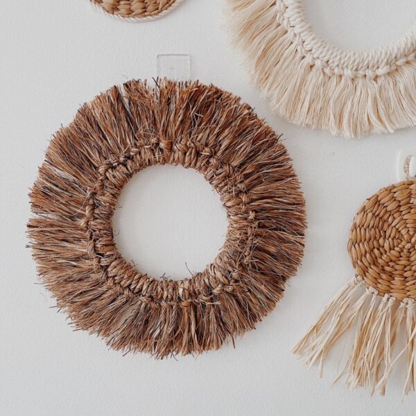 10” Abaca Boho Wall Hang (Jasmin) - Image 8