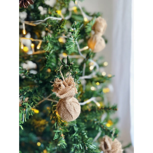 Jute Burlap Balls Christmas Tree Ornaments set of 6 (Jun) - Image 10