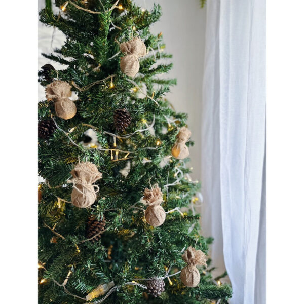 Jute Burlap Balls Christmas Tree Ornaments set of 6 (Jun)