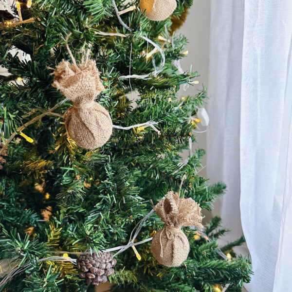 Jute Burlap Balls Christmas Tree Ornaments set of 6 (Jun) - Image 6