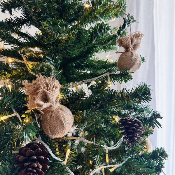Jute Burlap Balls Christmas Tree Ornaments set of 6 (Jun) - Image 5