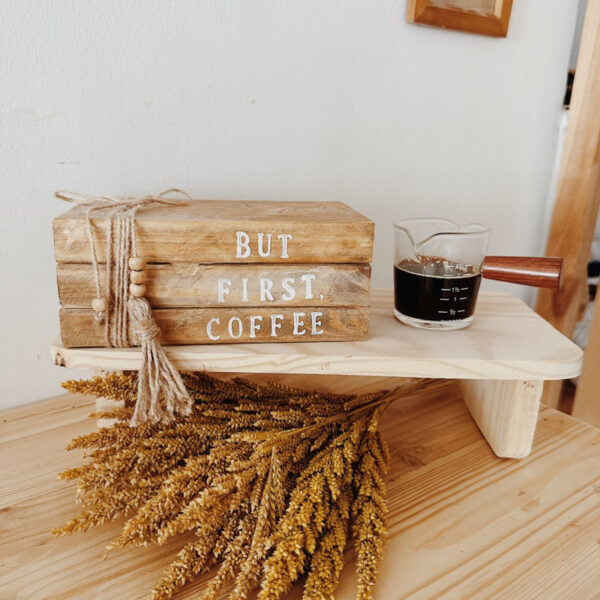 But First Coffee Walnut Wooden Book
