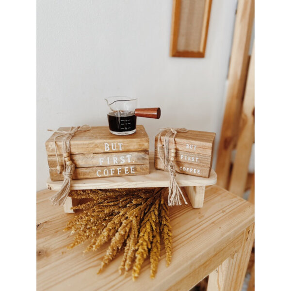 But First Coffee Walnut Wooden Book - Image 10