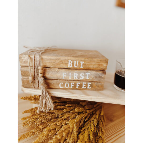 But First Coffee Walnut Wooden Book - Image 9