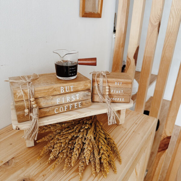 But First Coffee Walnut Wooden Book - Image 7