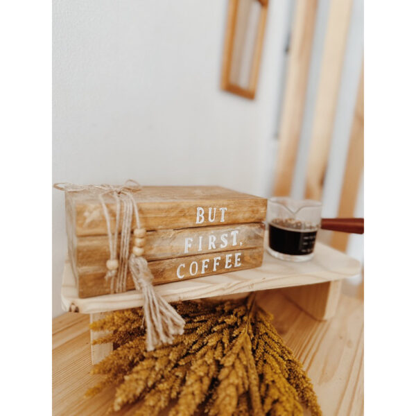 But First Coffee Walnut Wooden Book - Image 6