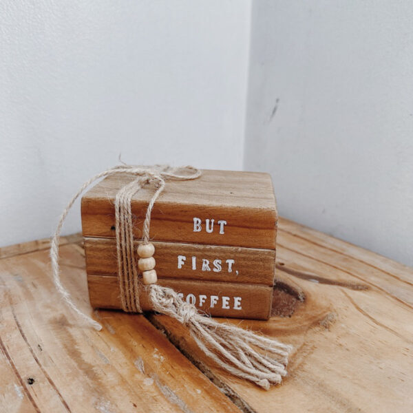 But First Coffee Walnut Wooden Book - Image 3