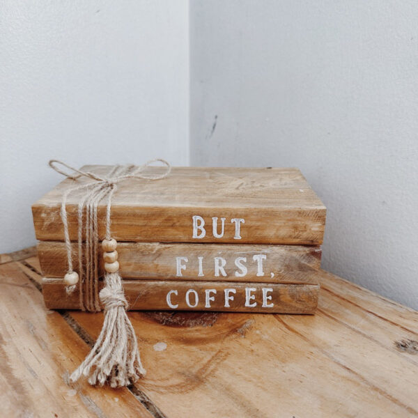 But First Coffee Walnut Wooden Book - Image 2