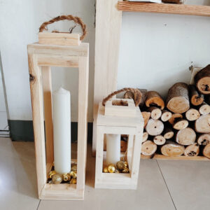 Wooden Lantern set of 2 Decorative (Lennon)