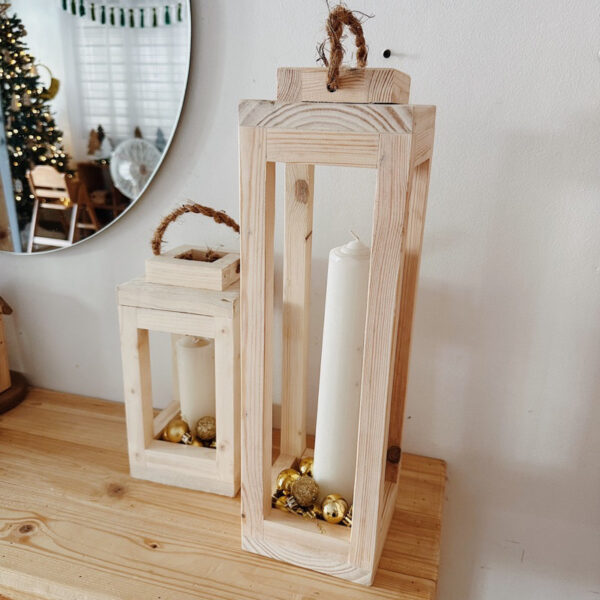 Wooden Lantern set of 2 Decorative (Lennon) - Image 10