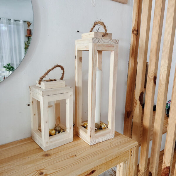 Wooden Lantern set of 2 Decorative (Lennon) - Image 9