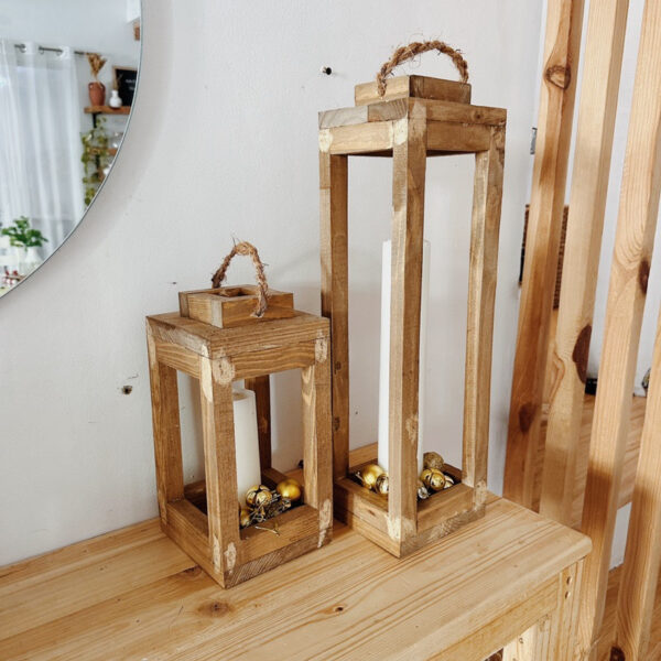 Wooden Lantern set of 2 Decorative (Lennon) - Image 8